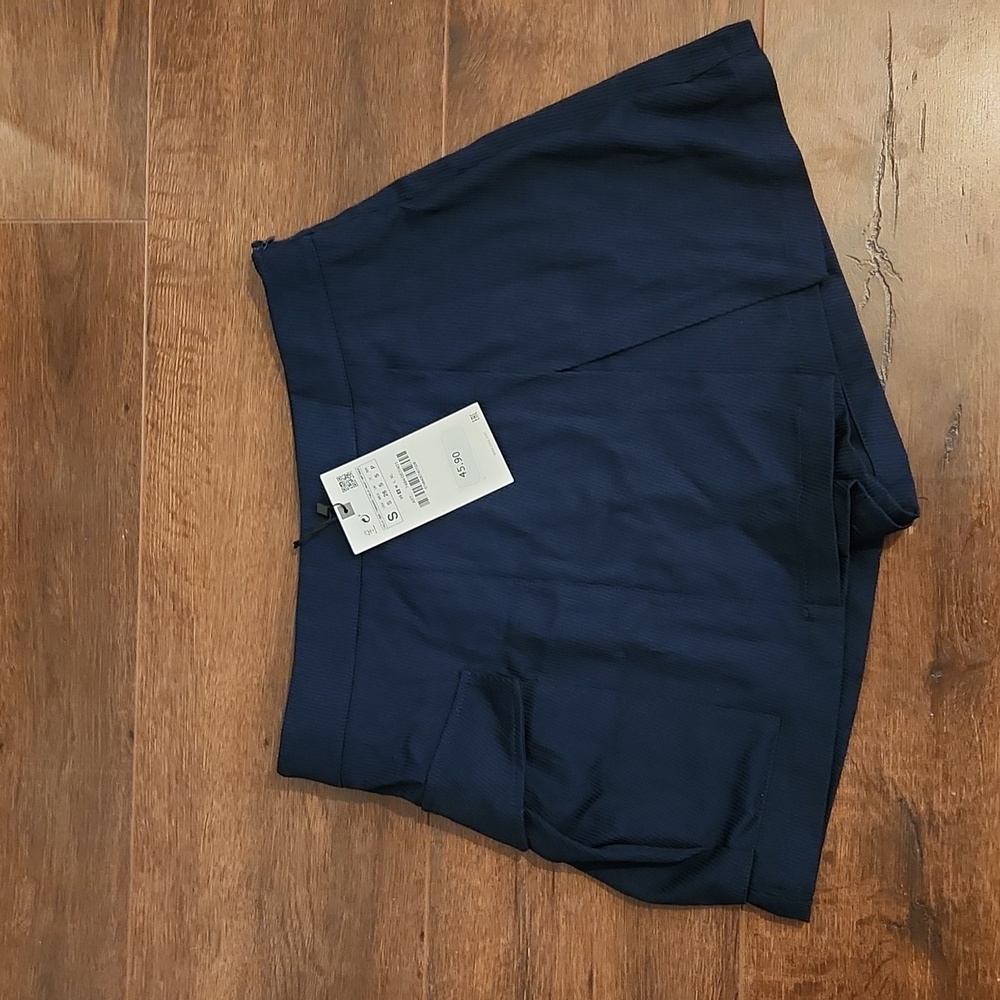 ZARA S Dark Navy Fold Pleated Skort